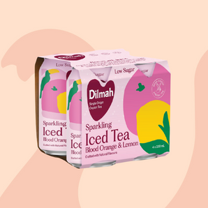 Dilmah Low Sugar Sparkling Iced Tea Blood Orange & Lemon 4 Pack x 330mL