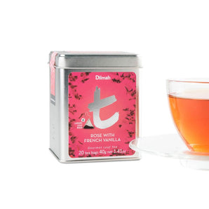 Dilmah t-Series Rose with French Vanilla Ceylon Black Tea Tin Caddy - 20 Luxury Tea Bags