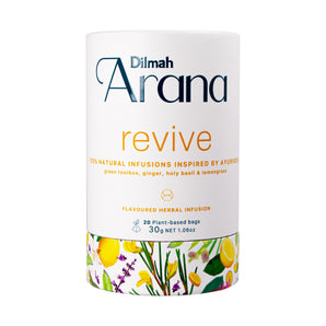 Arana Revive - (Green Rooibos with Ginger Holy Basil, Lemon and Lemongrass) - 20 Luxury Pyramid Bags