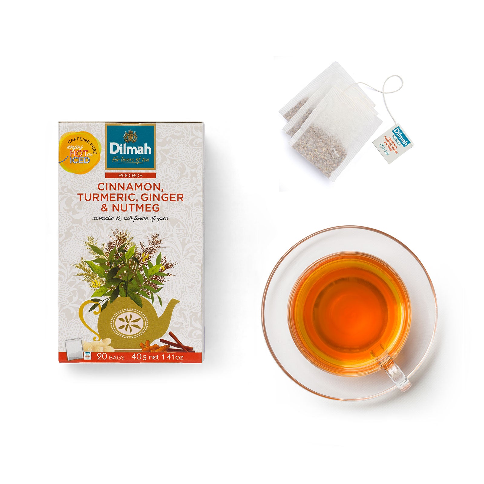 dillmah rooibos cinnamon turmeric ginger nutmeg infusion 20 tea bags ...